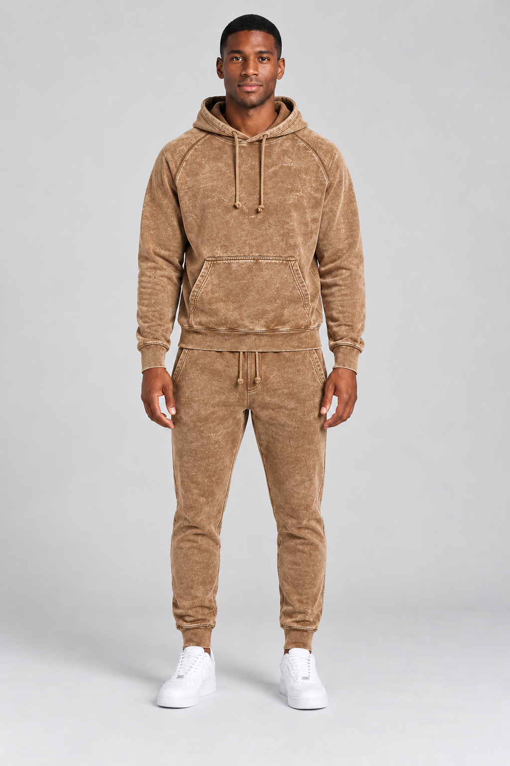 s-s-streetwear-900h-70-30-300gsm-8-85oz-hoodie | Camel | model front view