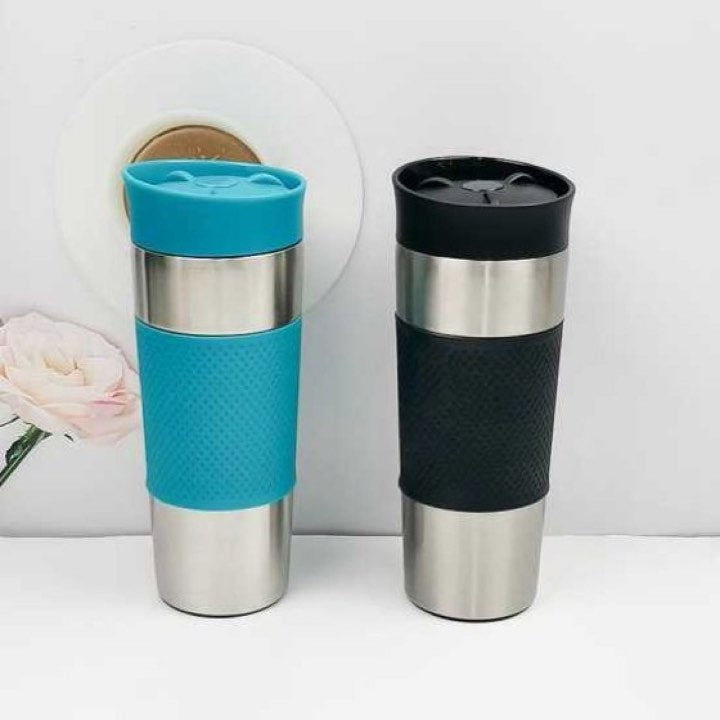 Bottle With Press Lid & Leather Sleeve