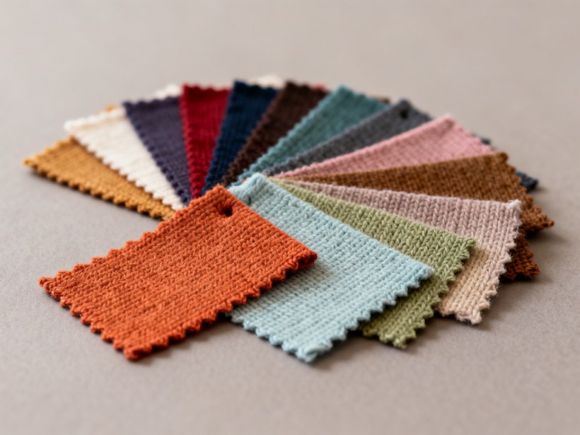Fan of cotton fabric colour swatches