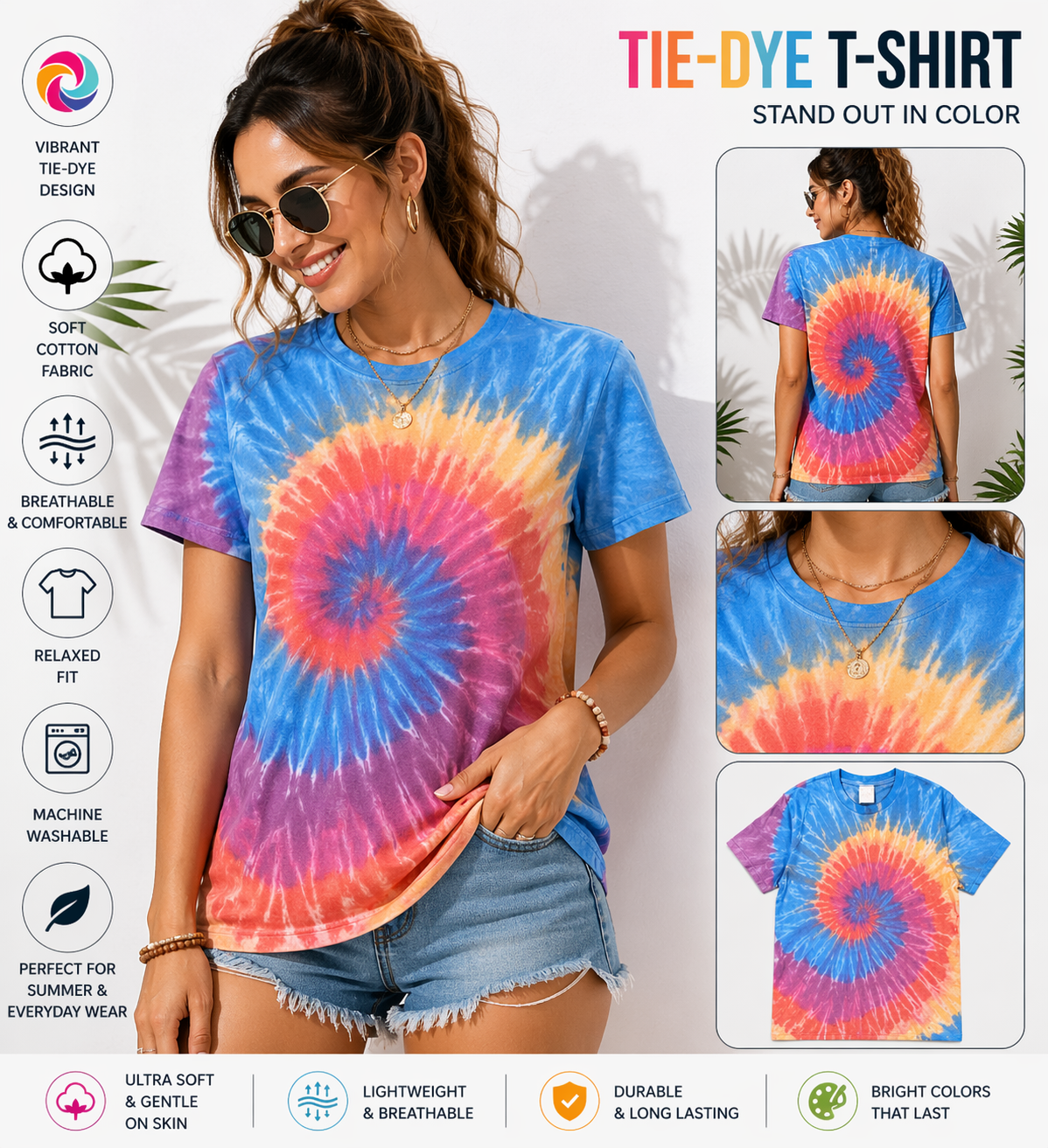 AWD source image 48434243895551: BSI 304 Women’s Tie Dye Soft Style T-Shirt – 60% Cotton 40% Polyester Crew Neck Tee