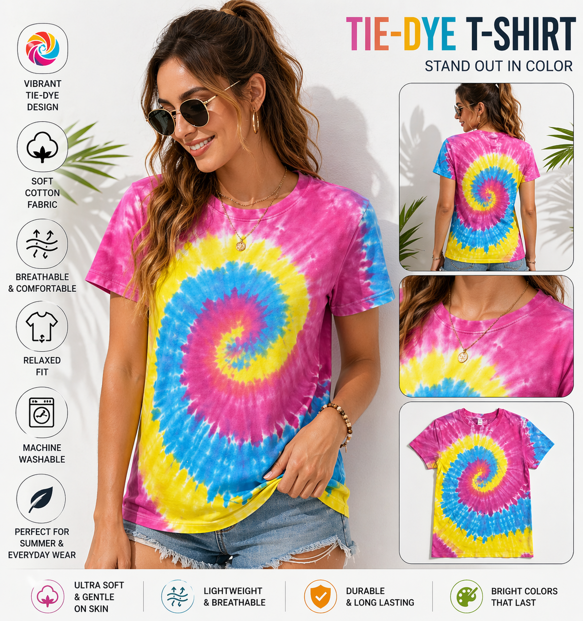 AWD source image 48434243961087: BSI 304 Women’s Tie Dye Soft Style T-Shirt – 60% Cotton 40% Polyester Crew Neck Tee